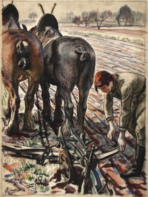800px-INF3-108_Food_Production_Horse-drawn_plough,_land_girl_Artist_Laura_Knight